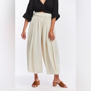 Miranda Bennett Natural Silk Noil Palazzo Pants